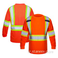 높은 가시성 오렌지 긴 슬리브 안전 티셔츠